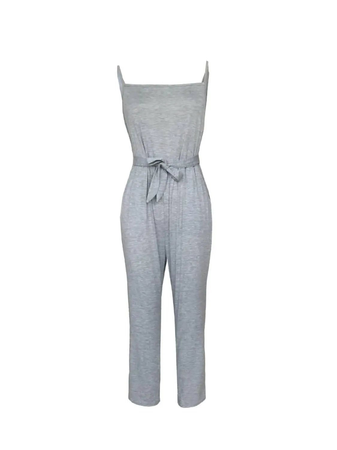 Tied strap square neck jumpsuit - Love Salve